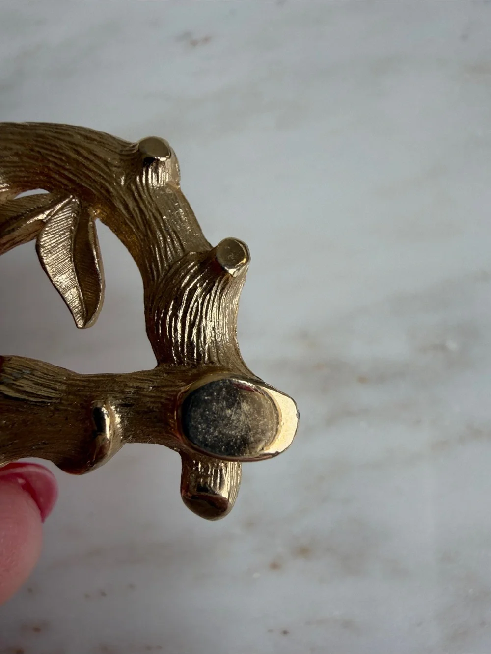 Vintage Sarah Coventry Monogram “D” Gold Branch & Leaf Brooch- Whimsical